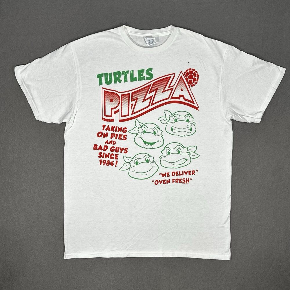 Teenage Mutant Ninja Turtles Pizza Graphic T-Shirt White Mens Large TMNT 2021
